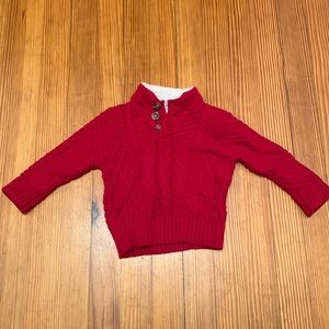 Cat & Jack Sweater Red Mock Neck 12M Sherpa lined Collar